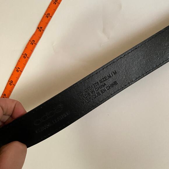 oobe Black Genuine Leather Silver-Tone Hardware Belt Men's Size Medium - Picture 6 of 7